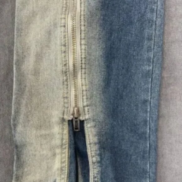 Mijko Zipper Jeans Mens 2XL Blue Gradient Baggy Denim Y2K Statement Streetwear - Picture 2 of 13